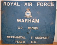 Lot 170 - A large enamel sign for R.A.F. Marham...