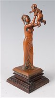 Lot 2465 - Maung Hpo Hla - Mother and baby, bronze figure...