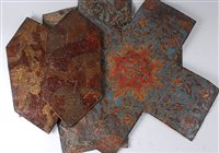 Lot 2401 - Three embossed leather panels, probably late...