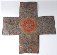 Lot 2401 - Three embossed leather panels, probably late...