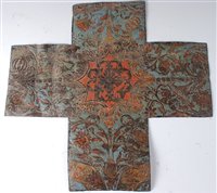 Lot 2401 - Three embossed leather panels, probably late...
