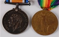 Lot 338 - A WW I British War and Victory duo, naming...