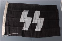 Lot 350 - A German SS flag on a black field with white...