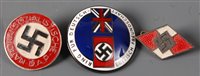 Lot 100 - A German NSDAP enamelled lapel badge, together...