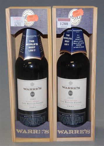 Lot 1288 - Warre's 1992 LBV Port, two bottles, in...