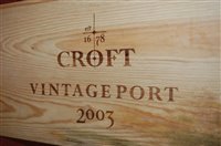 Lot 1291 - Croft 2003 vintage Port, twelve bottles (OWC)
