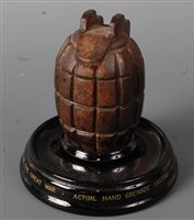 Lot 292 - A novelty inkwell made from a WW I grenade,...