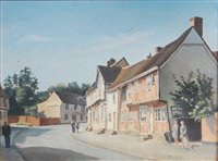 Lot 2534 - R.E. Jordan - Church Street, Lavenham, oil on...