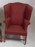 Lot 2690 - A Georgian mahogany framed wingback open...