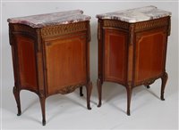 Lot 2697 - A pair of Louis XVI style walnut, amboyna...