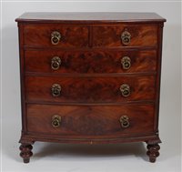 Lot 2692 - A William IV mahogany bowfront chest, of two...