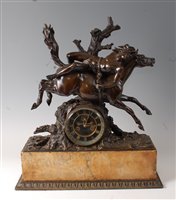 Lot 2612 - A late 19th century bronze mantel clock,...