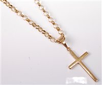 Lot 386 - A 9ct cross pendant, 5.5cm long, and a 9ct...