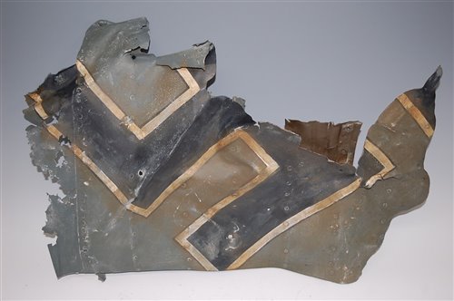 Lot 662 - A German aircraft panel with painted swatstika,...