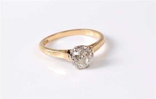 Lot 2531 - An 18ct diamond solitaire ring, the old cut...