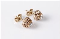 Lot 359 - A pair of rose cut diamond earstuds, the round...