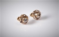 Lot 2660 - A pair of rose cut diamond earstuds, the round...