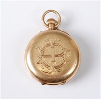 Lot 2527 - An '18k' lady's open faced pocket watch, the...