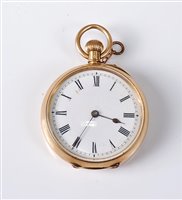 Lot 2527 - An '18k' lady's open faced pocket watch, the...