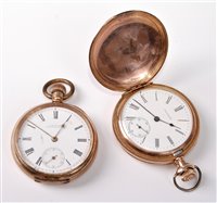 Lot 304 - Two pocket watches by Waltham - a full hunter...