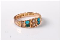 Lot 346 - A 15ct split pearl and turquoise ring, the...