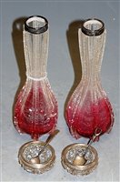 Lot 230 - A pair of frosted and cranberry tinted glass...