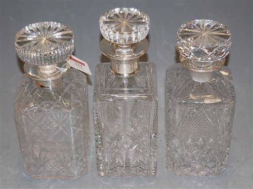 Lot 231 - A cut glass brandy decanter and stopper, with...