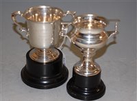 Lot 232 - A silver twin handled pedestal trophy cup,...