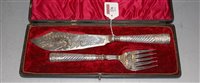 Lot 236 - A cased pair of circa 1900 fish servers, each...