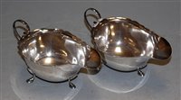 Lot 237 - A pair of Georgian style silver sauceboats,...
