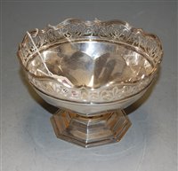 Lot 240 - An Edwardian silver pedestal bowl, having...