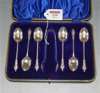 Lot 239 - A cased set of six silver apostle teaspoons...