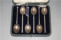 Lot 243 - A cased set of six silver teaspoons, maker...