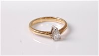 Lot 363 - An 18ct diamond ring, the pear shaped diamond,...