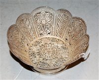 Lot 260 - A white metal and filigree worked bonbon dish,...