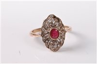 Lot 367 - An early 20th century 9ct ruby and diamond...
