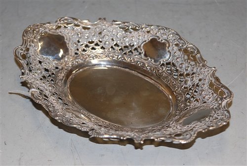 Lot 265 - A continental silver bonbon basket of pierced...