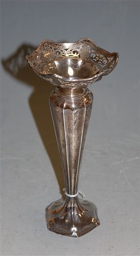 Lot 269 - A George V silver specimen vase with pierced...