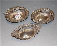 Lot 271 - A pair of silver and embossed bonbon dishses,...
