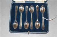 Lot 281 - A cased set of six silver coffee spoons, maker...