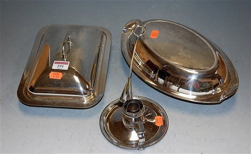 Lot 291 - A silver plated entree dish and cover, one...