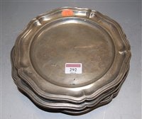 Lot 292 - A set of six 19th century pewter dinner plates...
