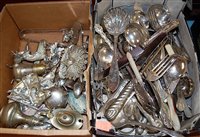 Lot 298 - Assorted loose flatware, plated cruets etc