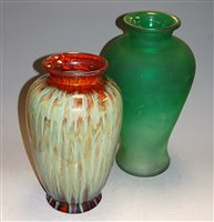 Lot 21 - A drip-glazed stoneware vase, of baluster form;...