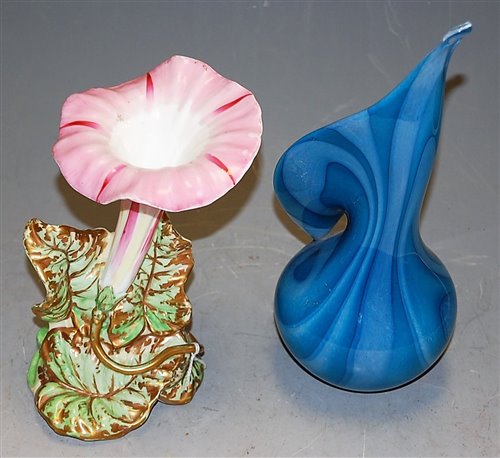 Lot 22 - A soft paste porcelain cornucopia vase;...