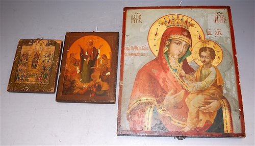 Lot 44 - A Russian religious icon, being a polychrome...
