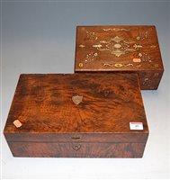 Lot 49 - A Victorian rosewood and inlaid unfitted box,...