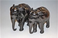 Lot 59 - A pair of African carved ebony elephants