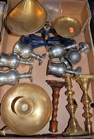 Lot 69 - Assorted metalware, to include pair of brass...