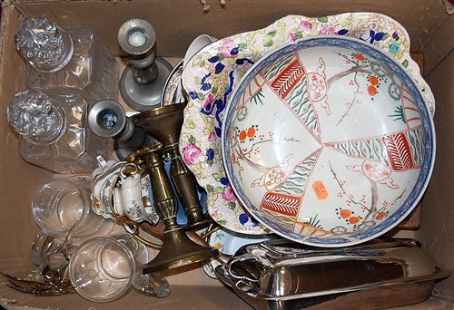 Lot 83 - Mixed lot, to include glass decanters,...